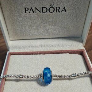 Authentic Retired Blue Flowers for You Murano Glass Bead - 790644